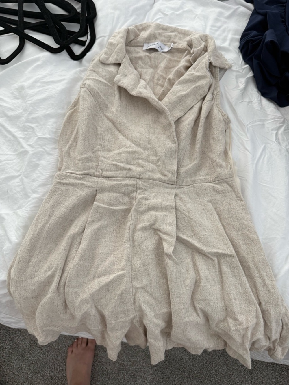 Petal & Pup Cream Textured Bubble-Hem Mini Dress